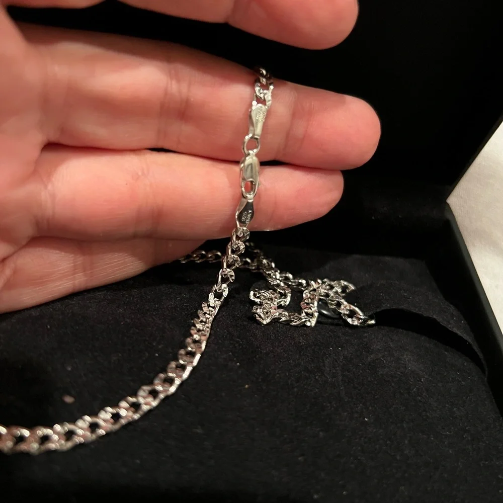 Zales Men's 22” 3.75mm Diamond-Cut Curb Chain 925 Sterling Silver Made in Italy